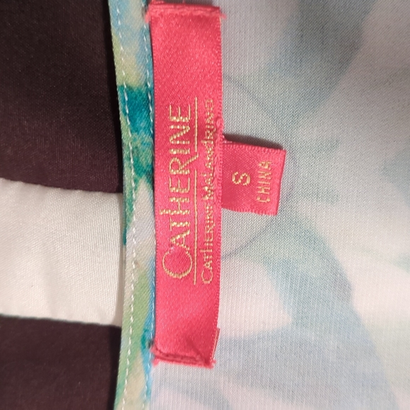 2/$10 Catherine Malandrino blue/green drape neck top - Picture 2 of 4